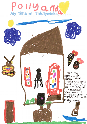 A childs drawing of a house